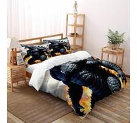 Godzilla Funda De Edredón Llama Impresa En 3D Microfibra Ropa De Cama 2 Fundas De Almohada,para Niños Y Hombres Decoración del Dormitorio King（220x240cm）