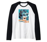 Godzilla Invasion of Astro Monster UFO Kanji Kaiju Movie Camiseta Manga Raglan