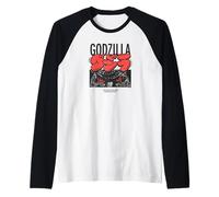 Godzilla Kanji Bubble Letters with Eyes Close-up Kaiju Movie Camiseta Manga Raglan