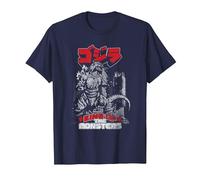 Godzilla Kanji King of The Monsters Kaiju Camiseta, Hombre, Azul Marino, XXL