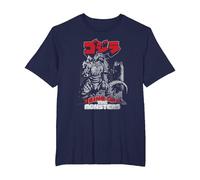 Godzilla Kanji King of The Monsters Kaiju Camiseta, Hombre Tallas Grandes, Azul Marino, 4X Alto