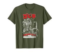 Godzilla Kanji King of The Monsters Kaiju Camiseta, Hombre, Verde Oliva, L