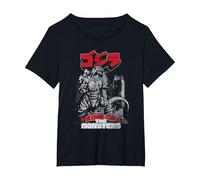 Godzilla Kanji King of The Monsters Kaiju Camiseta, Mujer Tallas Grandes, Negro, 5XL Grande