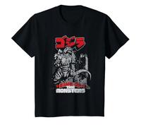 Godzilla Kanji King of The Monsters Kaiju Camiseta, Niños, Negro, 2 años