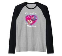 Godzilla King and Queen of Monster's Heart Cute Kaiju Movie Camiseta Manga Raglan