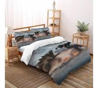 Godzilla King Kong De Ropa De Cama para Animal Themes Wildlife con Impresión En 3D, Juego De Funda para Edredón con Cremallera, Microfibra Suave Funda Nordica con Fundas De Almohada Double（200x200cm）