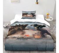 Godzilla King Kong Funda Edredon 2 Piezas 3D Estampado Animal Themes Wildlife con Cremallera Y Funda De Almohada Single（135x200cm） Microfibra Juego De Cama para