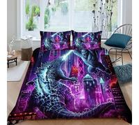 Godzilla Kong_1 Funda Nordica Algodon 3 Piezas con Impresión En 3D Animal Themes con 2 Fundas De Almohada King（220x240cm） 100% Microfibra Ropa De Cama