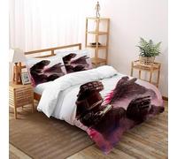 Godzilla Kong_2 Funda De Edredón 3 Piezas 3D Impresa Animal Themes Wildlife con 2 Fundas De Almohada Super King（260x220cm） 100% Microfibra Juego De Cama para para Niñosy Hombres