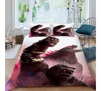 Godzilla Kong_2 Funda Edredon 3 Piezas 3D Estampado Animal Themes Wildlife con Cremallera Y Funda De Almohada King（220x240cm） Microfibra Juego De Cama para