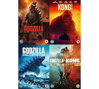 Godzilla & Kong 4 Movies Collection DVD - Godzilla, Kong - Skull Island, Godzilla - King of The Monsters, Godzilla Vs. Kong DVD