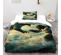 Godzilla Kong Funda De Edredón 2 Piezas 3D Impresa Battle Giant Creature con 1 Fundas De Almohada Single（135x200cm） 100% Microfibra Juego De Cama para para Niñosy Hombres