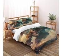 Godzilla Kong Funda Nórdica Algodon 3 Piezas 3D Impresa Animal Themes Wildlife con Cremallera Y Funda De Almohada Super King（260x220cm） Microfibra Ropa De Cama para Adultos Y Niñas