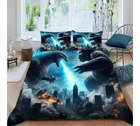 Godzilla Kong Funda Nordica Algodon 3 Piezas 3D Impresa Animal Themes Wildlife con Cremallera Y Funda De Almohada King(220x240cm) Microfibra Ropa De Cama