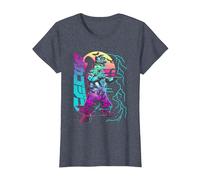 Godzilla Neón Mechagodzilla Camiseta, Mujer, Azul Jaspeado, L