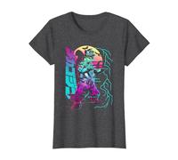 Godzilla Neón Mechagodzilla Camiseta, Mujer, Jaspeado Oscuro, M