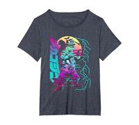 Godzilla Neón Mechagodzilla Camiseta, Mujer Tallas Grandes, Azul Jaspeado, 4XL Grande