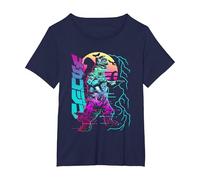 Godzilla Neón Mechagodzilla Camiseta, Mujer Tallas Grandes, Azul Marino, 3XL Grande