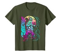Godzilla Neón Mechagodzilla Camiseta, Niños, Verde Oliva, 6 años