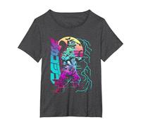 Godzilla Neon Mechagodzilla Movie Camiseta, Mujer Tallas Grandes, Jaspeado Oscuro, 1XL Grande