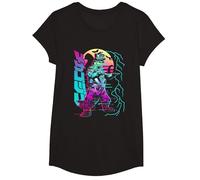 Godzilla Neon Mechagodzilla Movie Camiseta, Niñas, Negro, S