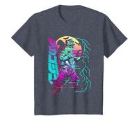 Godzilla Neon Mechagodzilla Movie Camiseta, Niños, Azul Jaspeado, 8 años
