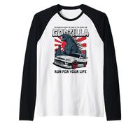 Godzilla - Run For Your Life Car Camiseta Manga Raglan