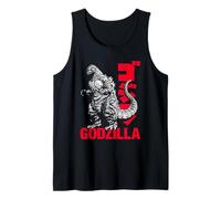 Godzilla Simplified Graphic Portrait and Red Text Movie Camiseta sin Mangas
