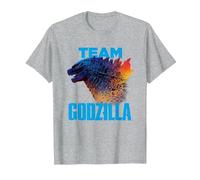 Godzilla vs Kong - Equipo Godzilla Oficial Neon Camiseta, Hombre, Gris Jaspeado, 5XL