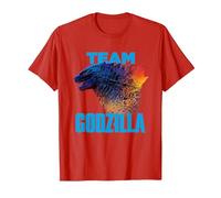 Godzilla vs Kong - Equipo Godzilla Oficial Neon Camiseta, Hombre, Rojo, XXL