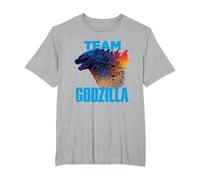 Godzilla vs Kong - Equipo Godzilla Oficial Neon Camiseta, Hombre Tallas Grandes, Gris Jaspeado, 5X Alto
