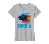 Godzilla vs Kong - Equipo Godzilla Oficial Neon Camiseta, Mujer, Gris Jaspeado, 3XL