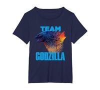 Godzilla vs Kong - Equipo Godzilla Oficial Neon Camiseta, Mujer Tallas Grandes, Azul Marino, 5XL Grande