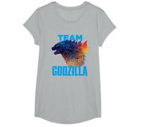 Godzilla vs Kong - Equipo Godzilla Oficial Neon Infantil Camiseta, Niñas, Gris Jaspeado, XS