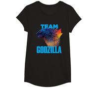 Godzilla vs Kong - Equipo Godzilla Oficial Neon Infantil Camiseta, Niñas, Negro, XS