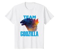 Godzilla vs Kong - Equipo Godzilla Oficial Neon Infantil Camiseta, Niños, Blanco, 8 años