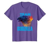Godzilla vs Kong - Equipo Godzilla Oficial Neon Infantil Camiseta, Niños, Morado Jaspeado, 6 años