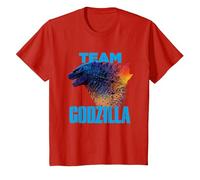 Godzilla vs Kong - Equipo Godzilla Oficial Neon Infantil Camiseta, Niños, Rojo, 6 años