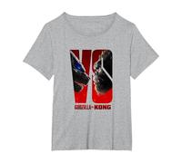 Godzilla vs Kong - VS Premiere Camiseta, Mujer Tallas Grandes, Gris Jaspeado, 4XL Grande