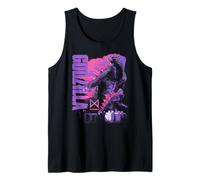 Godzilla x Kong Monarch Collage Purple Text Movie Monster Camiseta sin Mangas