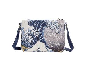 Goebel Katsushika Hokusai - Bolso bandolera (25 x 5 x 19,67-061-97-1), azul y multicolor, 25x5x19, Bolsa de viaje de piel sintética y tapiz