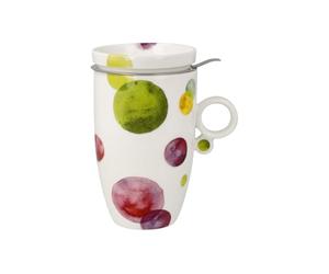Goebel Taza de té con tapa y colador Colori Mix de porcelana fina ligera y agradable, apta para lavavajillas, capacidad 0,45 l, tamaño: 12 x 8,5 x 15 cm, 23-123-38-1
