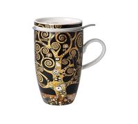 Goebel Taza de té de porcelana Gustav Klimt con tapa y colador, 450 ml, el árbol de la vida