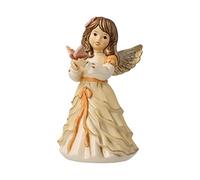 Goebel X-Mas 41-635-07-1 Figura de ángel Bring Mir Suerte de gres con Estrellas de Swarovski, Multicolor, tamaño: 8,5 cm x 8 cm x 15 cm, Color champán