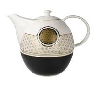 Goebel Yin Yang 23-500-40-1 - Tetera con calientaplatos (25 x 20 x 16 cm), diseño de Flor de la Vida de Yin Yang