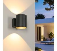 Goeco 14W Lámpara de Pared Exterior/Interior, Impermeable IP65 Aplique Exterior LED, Luz de Pared de Aluminio Negro Giratoria 350° para Jardín Entrada Garaje Salón, Luz Cálida 3000K