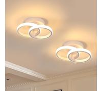 Goeco 2 Piezas Plafón LED Techo Moderno 22 W 2450LM Luz de Techo Interior Luz cálida de 3000 K, Lámpara de Techo Redonda de Silicona para Dormitorio, Salón, Estudio, Oficina, Blanco