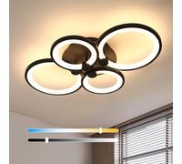 Goeco 42W Lámpara de Techo LED, 4 Circular Geometría 4725LM Plafón LED Moderno con Mando a Distancia 3000K-6500K, Negro Luz LED Techo para Dormitorio, Sala de Estudio, Comedor, Cocina
