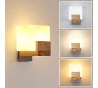 Goeco Aplique da Pared Interior Vintage, G9 Lamparas de Pared de Madera con Pantalla de Vidrio, 3 Colore Luz de Pared per Camera da Letto Soggiorno Corridoio Scale