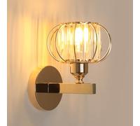 Goeco Aplique de Pared Cristal, Lámpara de Pared LED Dorado E27